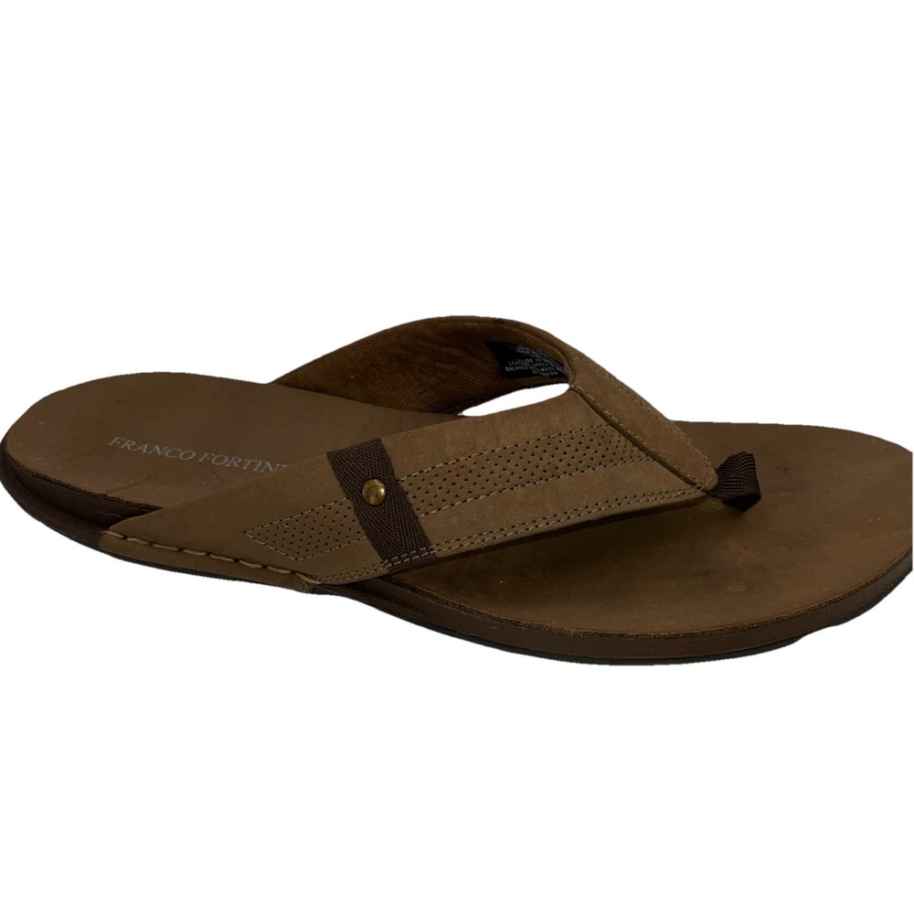 Franco‎ Fortini flip flops sales, MENS NEWPORT FLIP FLOP SANDAL BROWN  Size 12